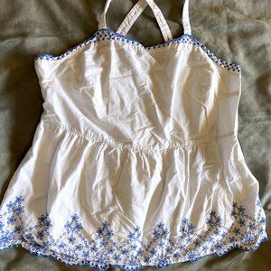 Cotton Tanktop with Embroidery by Lane Bryant Size 14